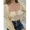 EMMIOL Blusa de manga larga corta floral con manga farol