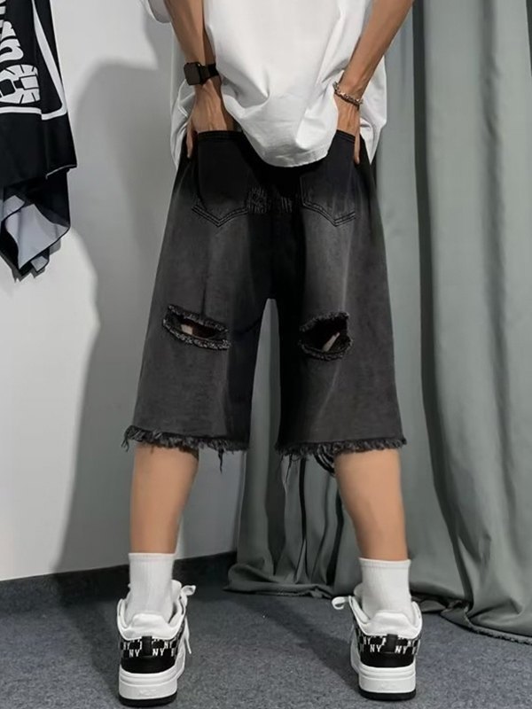 EMMIOL Men's Sripped Shorts Jeans