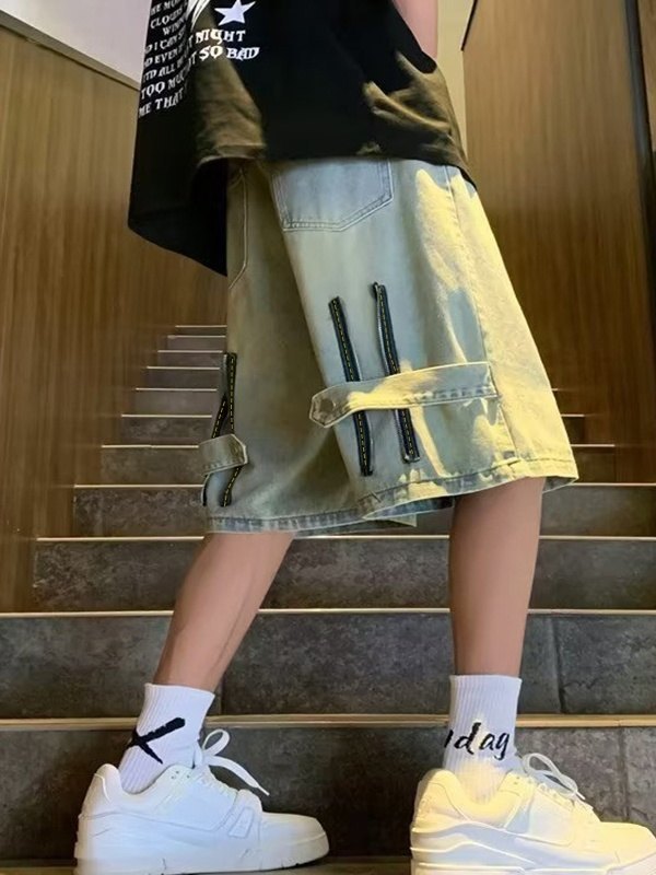 EMMIOL Men's Deconstructed Offset Denim Shorts