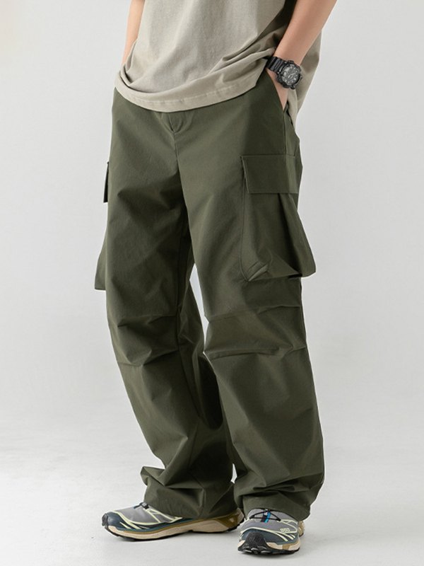 EMMIOL Pantalones plisados con bolsillo tridimensional para hombre