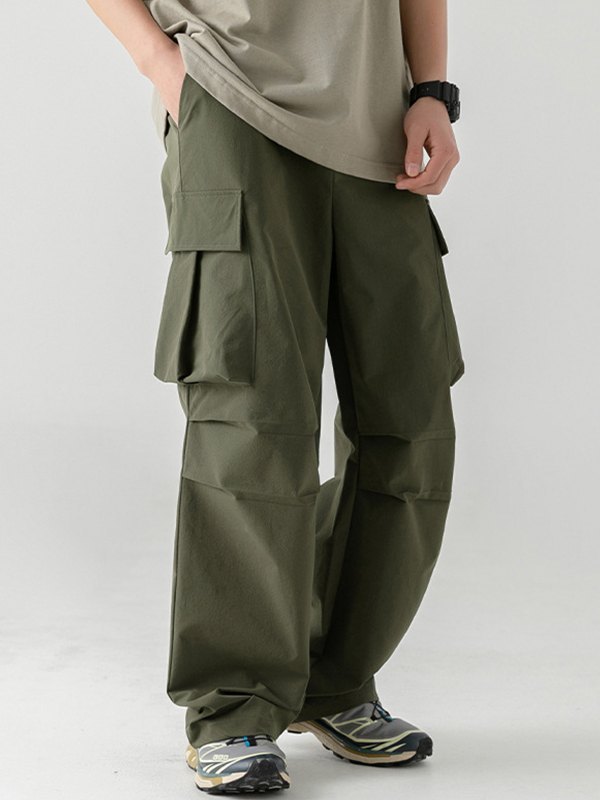 EMMIOL Pantalones plisados con bolsillo tridimensional para hombre