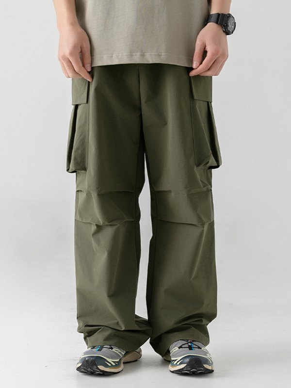 EMMIOL Pantalones plisados con bolsillo tridimensional para hombre