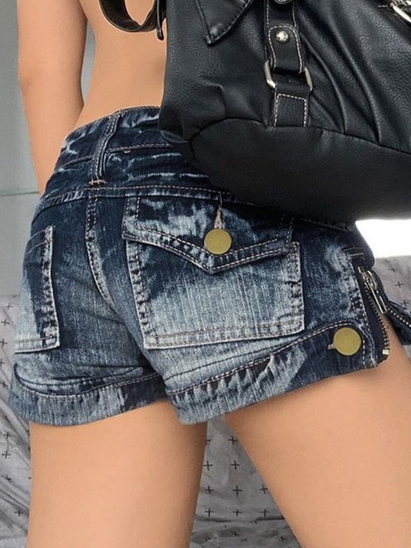 EMMIOL Vintage Distressed Low Rise Denim Shorts