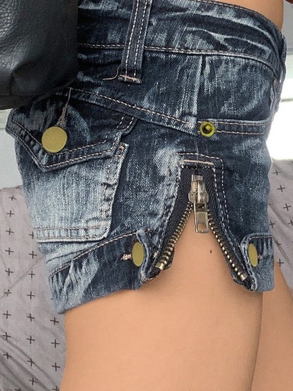 EMMIOL Vintage Distressed Low Rise Denim Shorts