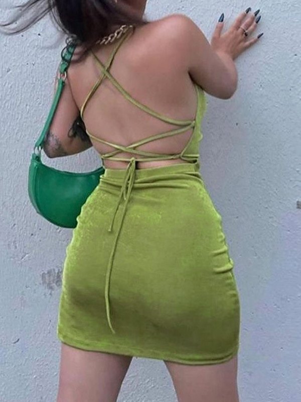 EMMIOL Strap Slit Halter Strap Dress