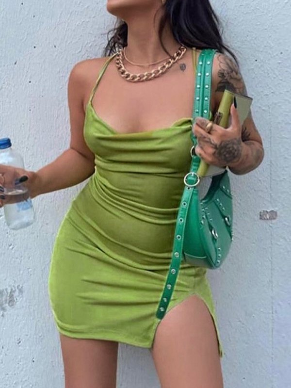 EMMIOL Strap Slit Halter Strap Dress