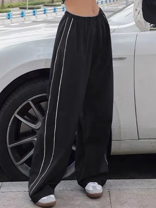 EMMIOL Streamlined Piped Wide-Leg Track Pants