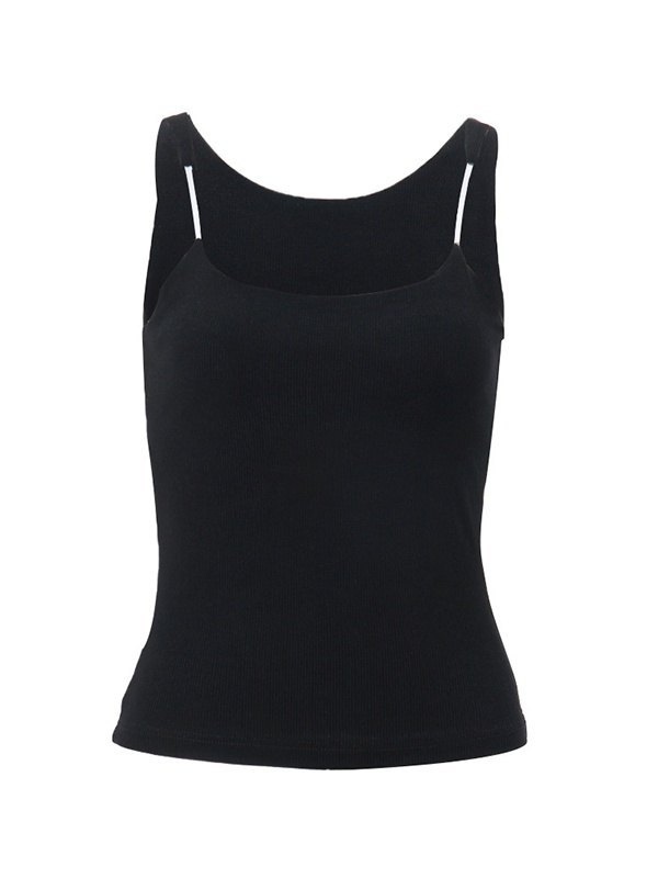 EMMIOL Top a canotta con spalline trasparenti