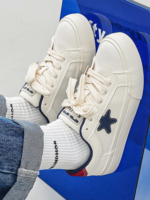 EMMIOL Men's Contrasting Star Patch Sneakers