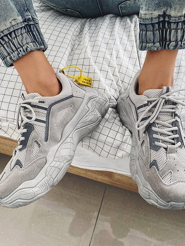 Emmiol Free shipping 2023 Men's Platform Mesh Breathable Sneakers Gray