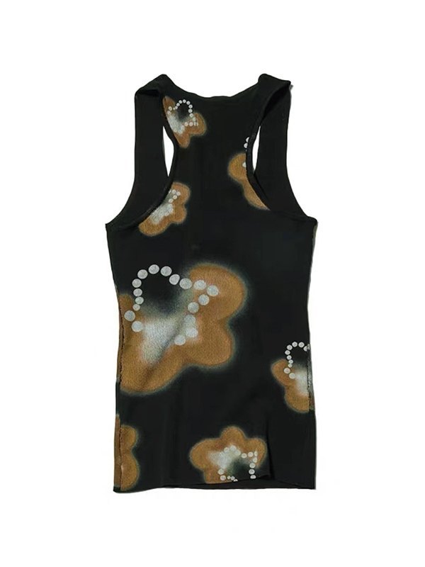EMMIOL Floral Printed Letter Embroidery Slim Fit Tank Top