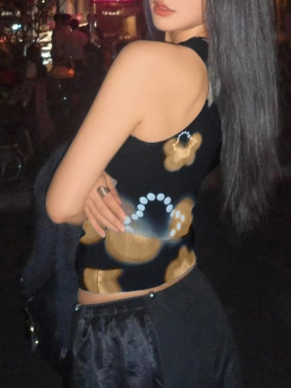 EMMIOL Floral Printed Letter Embroidery Slim Fit Tank Top