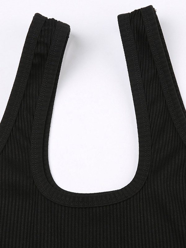 EMMIOL Halter Cutout Crop Black Halter Vest