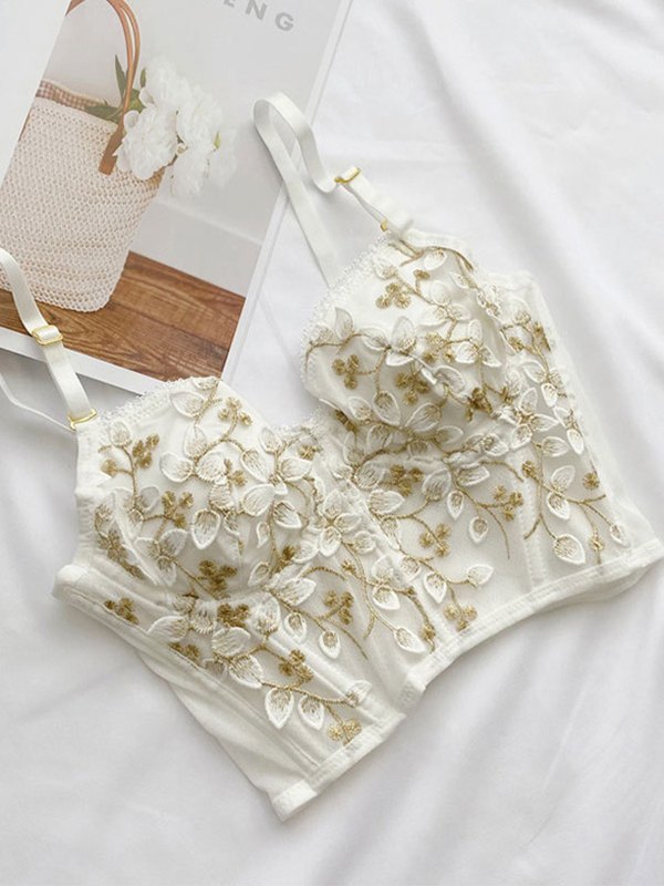 EMMIOL Weißes Bustier mit Spitzenstickerei