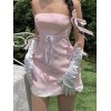 EMMIOL Bowknot Lace Tube Top Mini Dresses