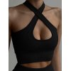 EMMIOL Halter Cutout Crop Black Halter Vest