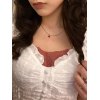 EMMIOL Fungus Button Down Broidered Lace Crop Blouse
