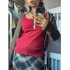 EMMIOL Bluse mit Spitzenschleife und rotem Spitzenbesatz