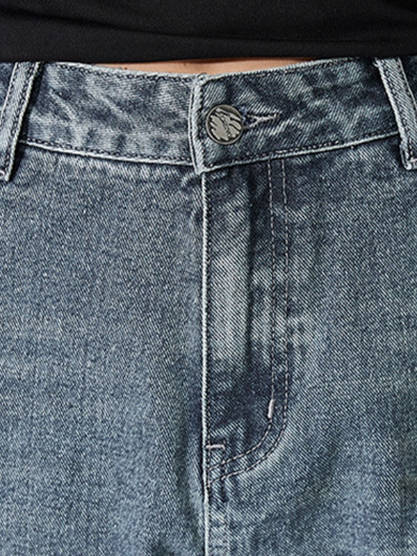 EMMIOL Men's Washed Patchwork Straight Loose Jean