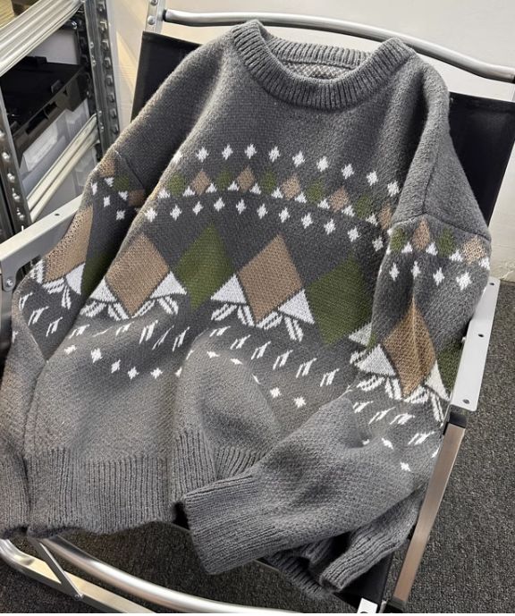 Emmiol Free shipping 2023 Men's Vintage Japanese Geometry Jacquard