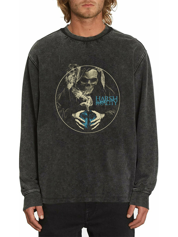 EMMIOL Felpa da uomo con stampa teschio Hip Pop