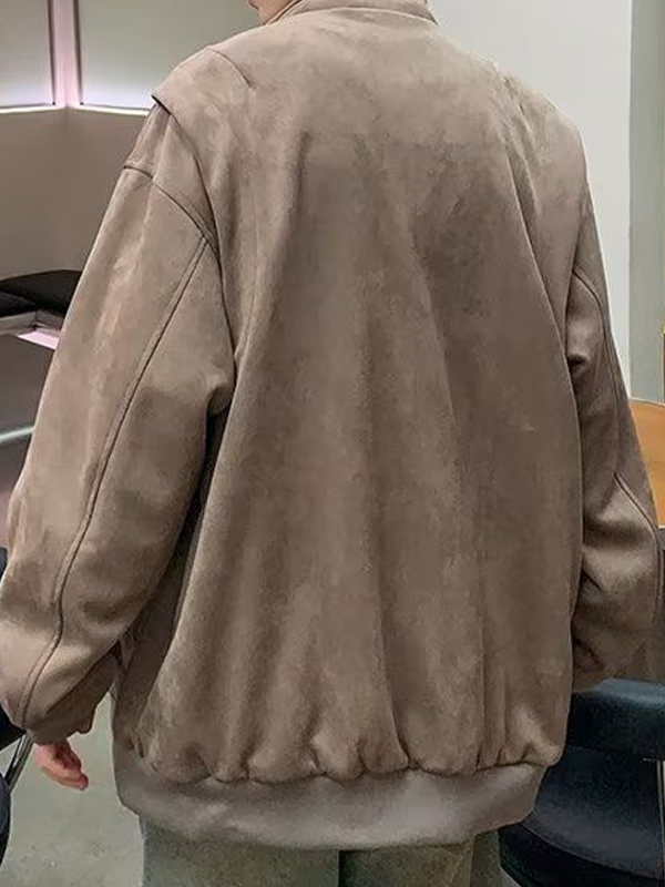 EMMIOL Chaqueta con cremallera de ante vintage para hombre