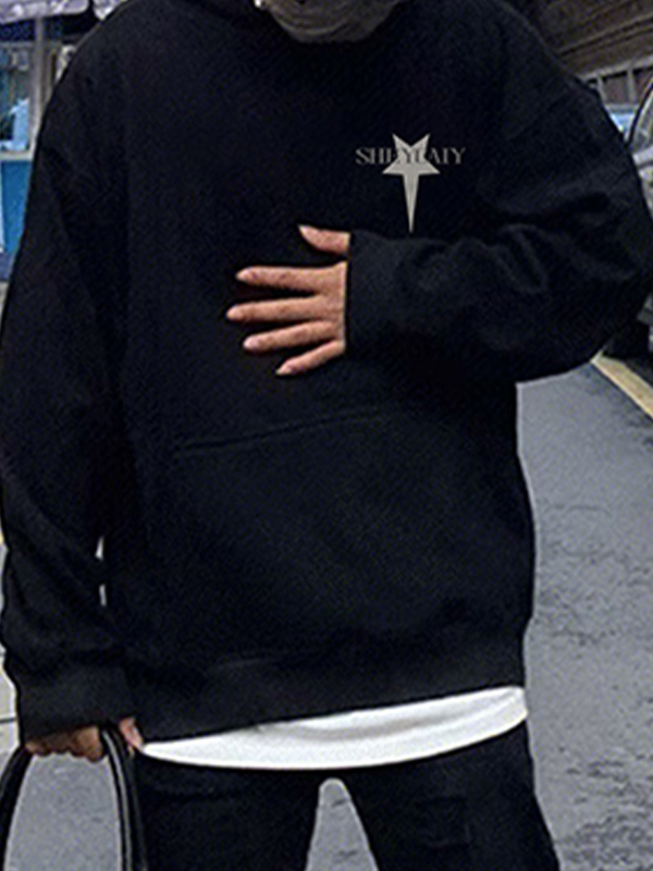 EMMIOL Men's Vintage Star Print Oversized Hoodie