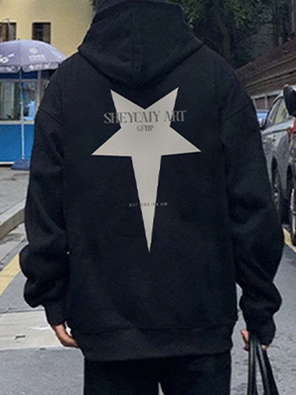 EMMIOL Men's Vintage Star Print Oversized Hoodie