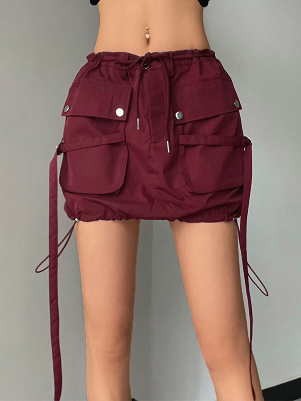 EMMIOL Falda cargo de encaje con panel de bolsillo Street