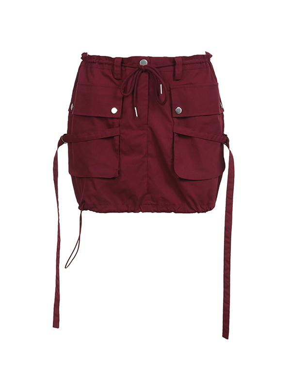EMMIOL Falda cargo de encaje con panel de bolsillo Street