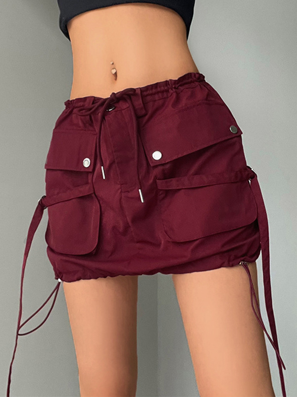 EMMIOL Falda cargo de encaje con panel de bolsillo Street