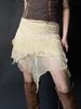 EMMIOL High Waist Mesh Asymmetric Hem Mini Skirt