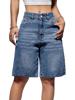 EMMIOL High Waist Straight Leg Denim Shorts