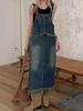 EMMIOL Vestido vaquero midi suelto con borde sin rematar