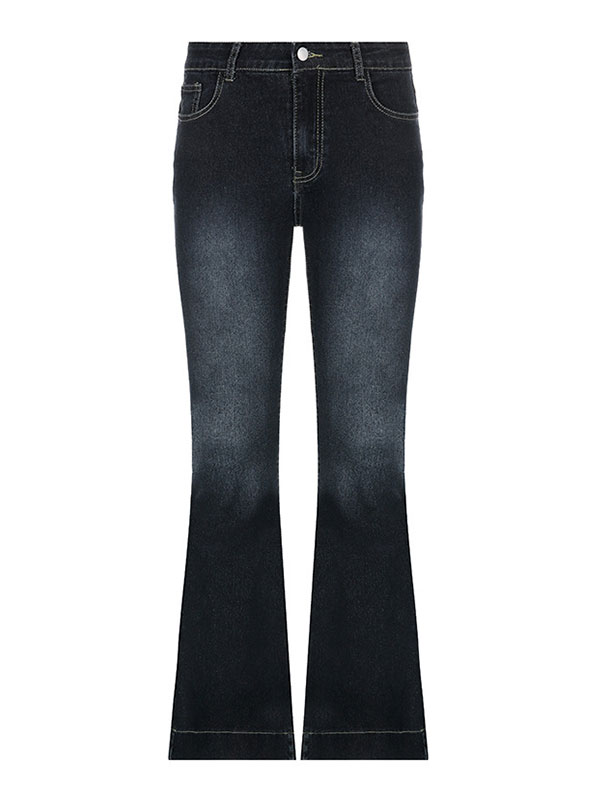 EMMIOL Washed Skull Print Flare Jeans