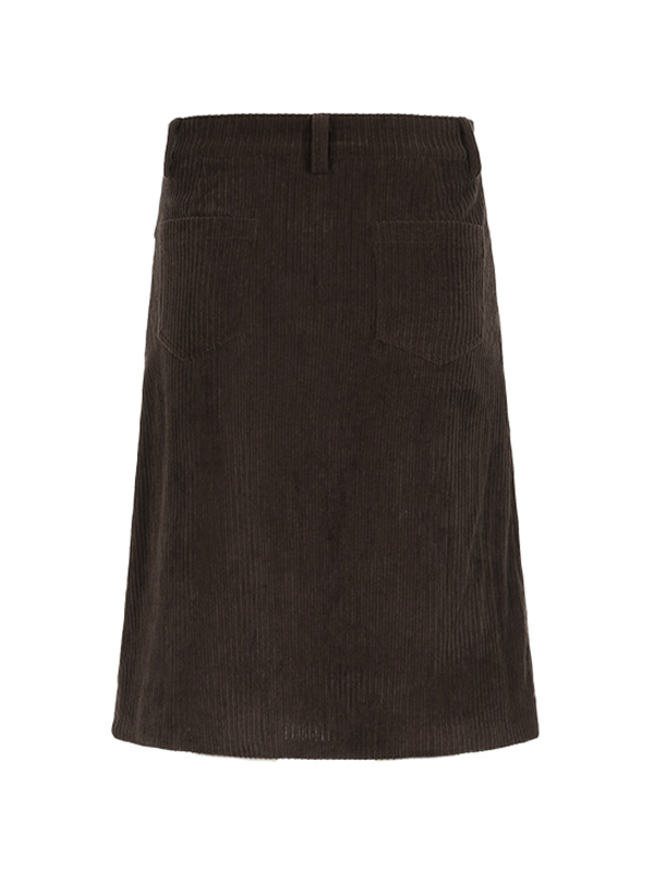 EMMIOL Falda midi de corte A de tiro alto de pana marrón vintage