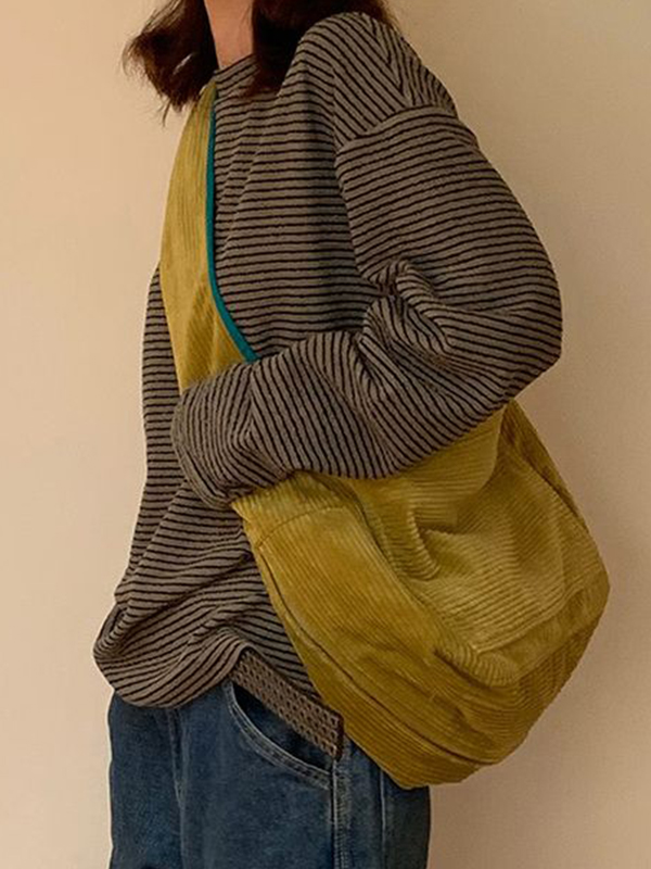 EMMIOL Bolso bandolera de gran capacidad en color en contraste de pana