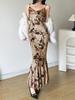 EMMIOL Velvet Vintage Flower Print Cami Mermaid Maxi Dress