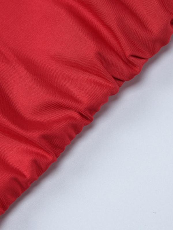 EMMIOL Solides, schulterfreies, gerafftes Maxikleid
