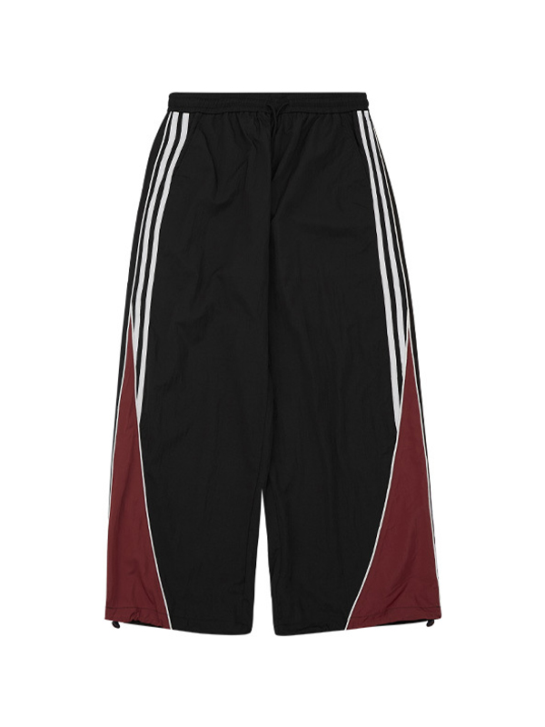 EMMIOL Men's Sporty Contrast Color Splice Piping Wide Leg Pants