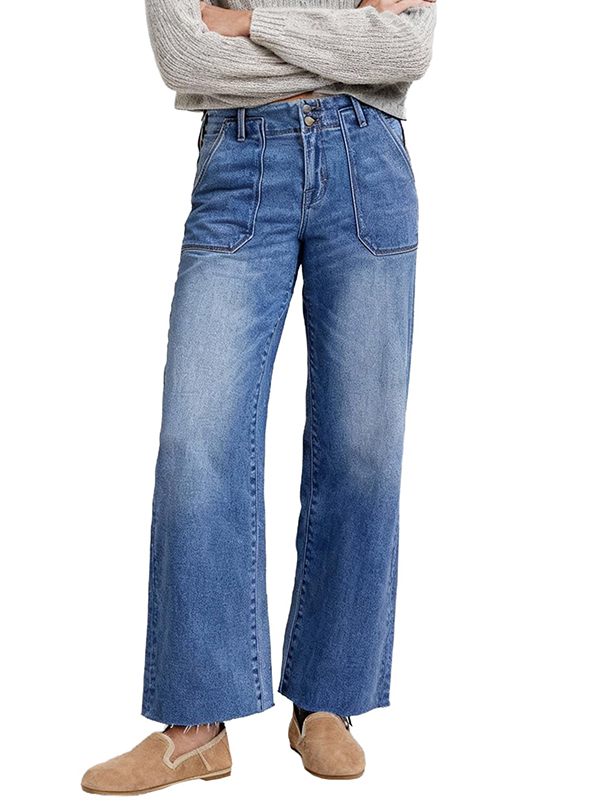 EMMIOL Vita media Gamba larga Vestibilità ampia Vita alta