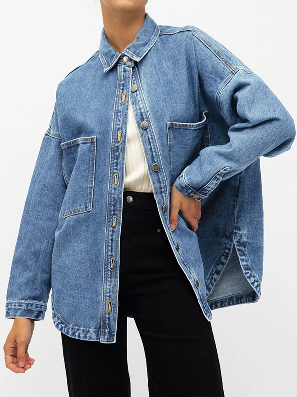 EMMIOL Camicie in denim oversize a maniche lunghe da donna