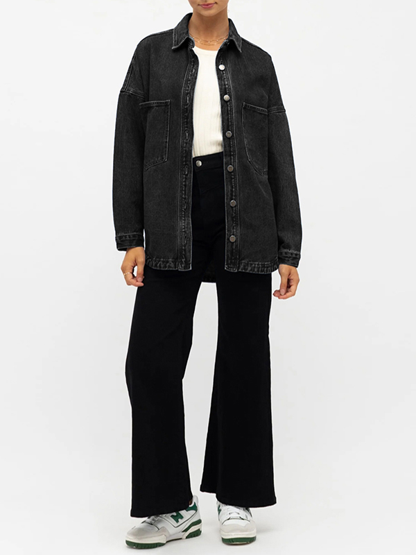 EMMIOL Camicie in denim oversize a maniche lunghe da donna