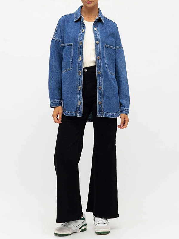 EMMIOL Camicie in denim oversize a maniche lunghe da donna