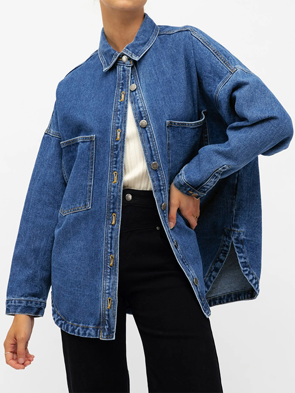 EMMIOL Camicie in denim oversize a maniche lunghe da donna