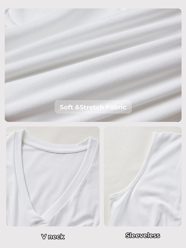 EMMIOL Tops de cuello en V profundo para mujer