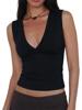 EMMIOL Tops de cuello en V profundo para mujer