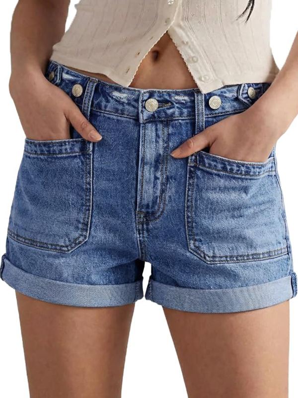 EMMIOL Women's Mid-Rise Stretchy Denim Hot Shorts