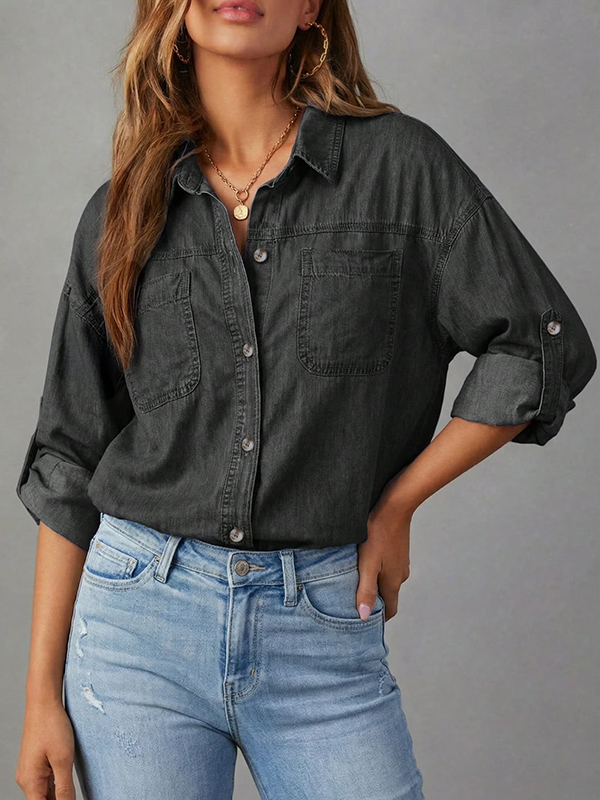 EMMIOL Oversized Langarmshirt für Damen aus 100 % Baumwolle
