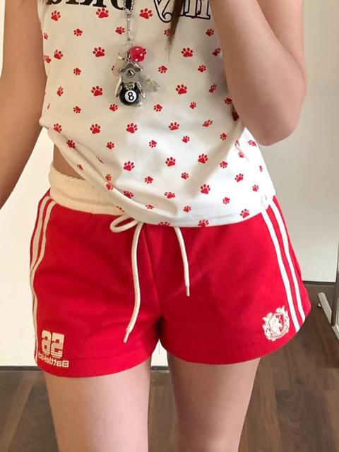 Hot Girl Freizeitshorts mit Farbblock und Kordelzug